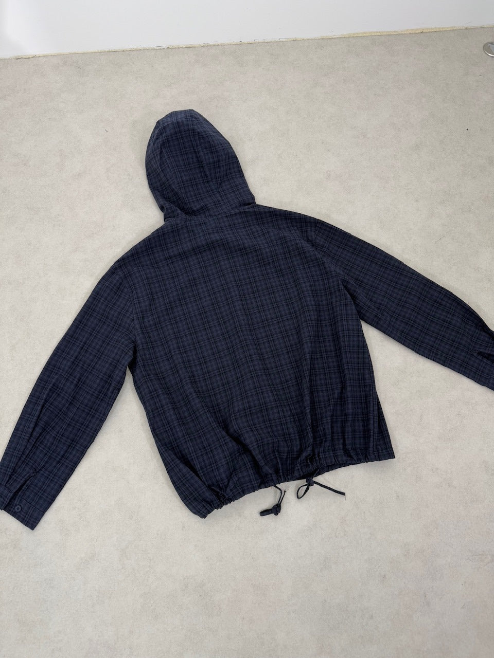 国際配送【Nerd out XU】blue check hoodie shirt