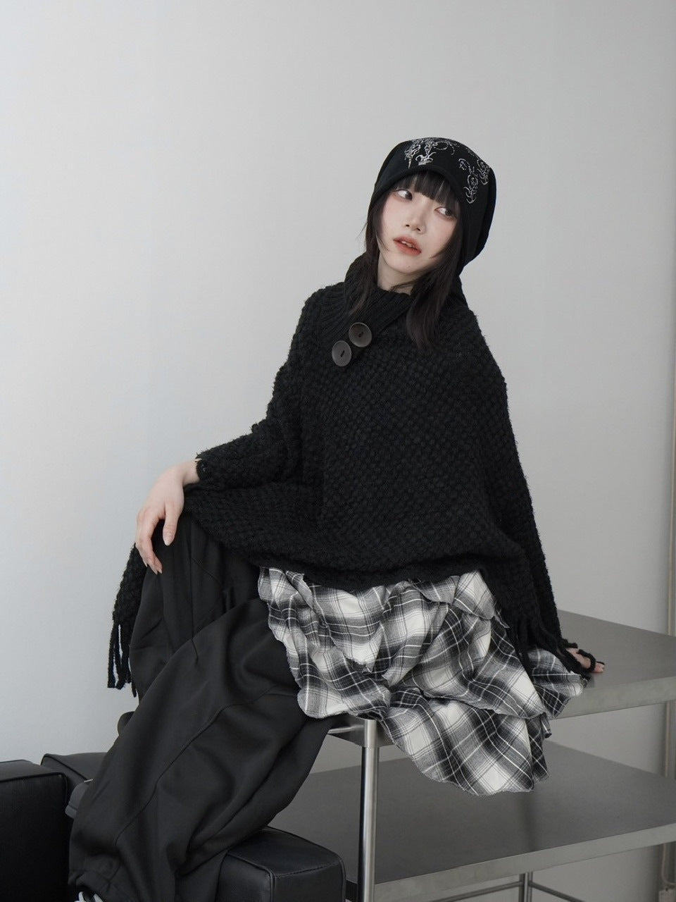 国際配送【Nerd out XU】high neck poncho (2color)