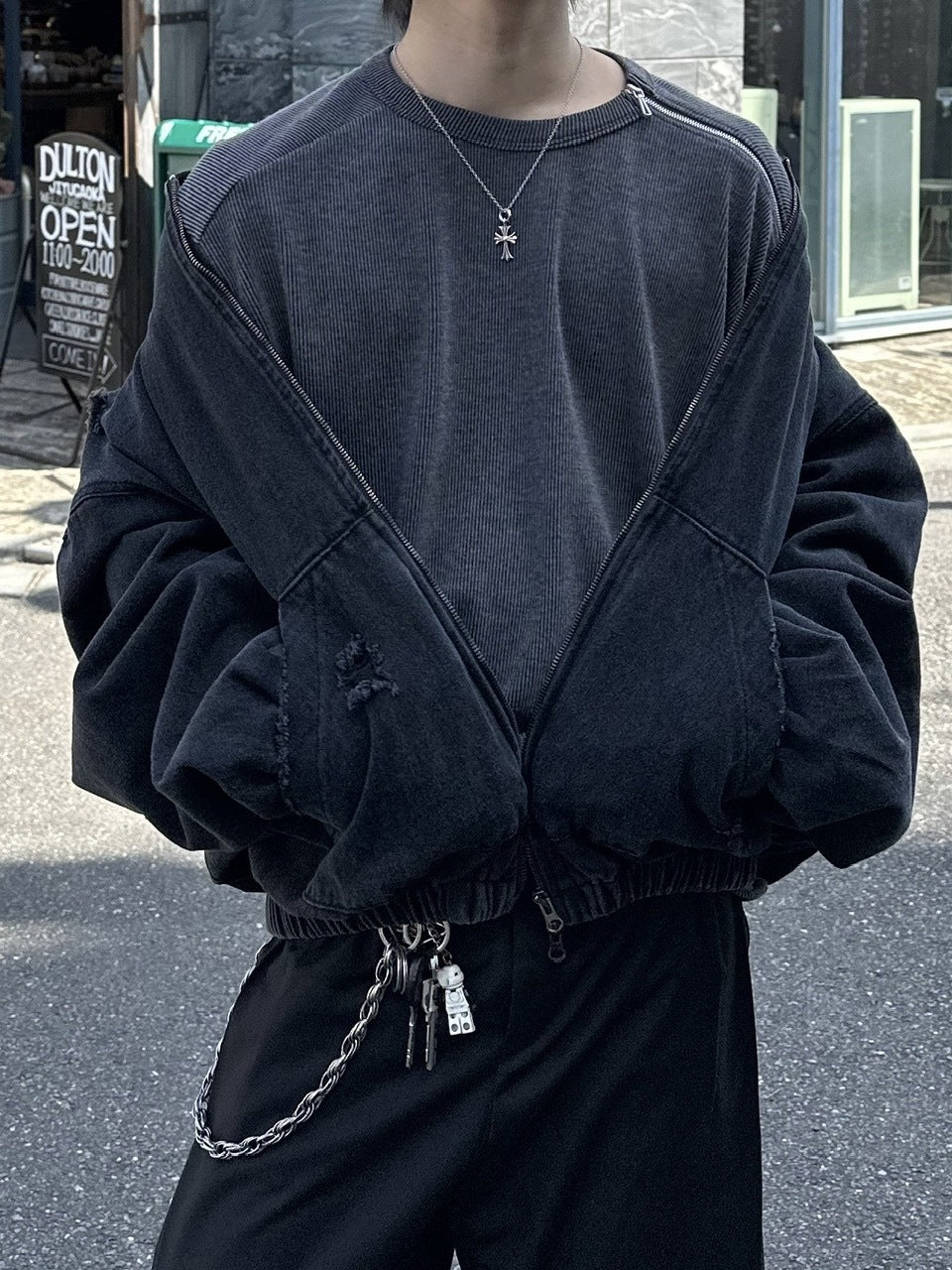 大阪店WEB限定【Chikashitsu +】shoulder zip long sleeve (2color)