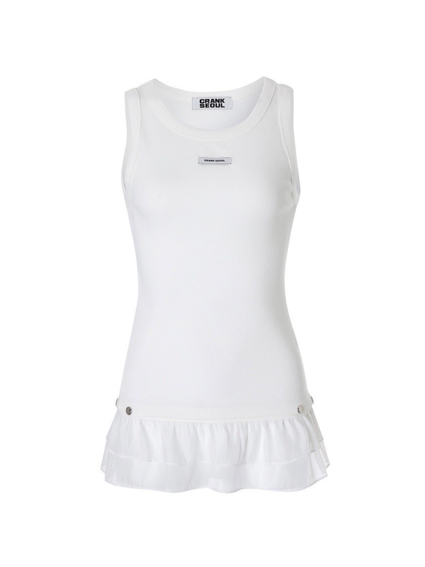 crankフリル付きライトブルータンクトップ CRANK】FRILL SNAP SLEEVELESS – PRESSING WEB SHOP