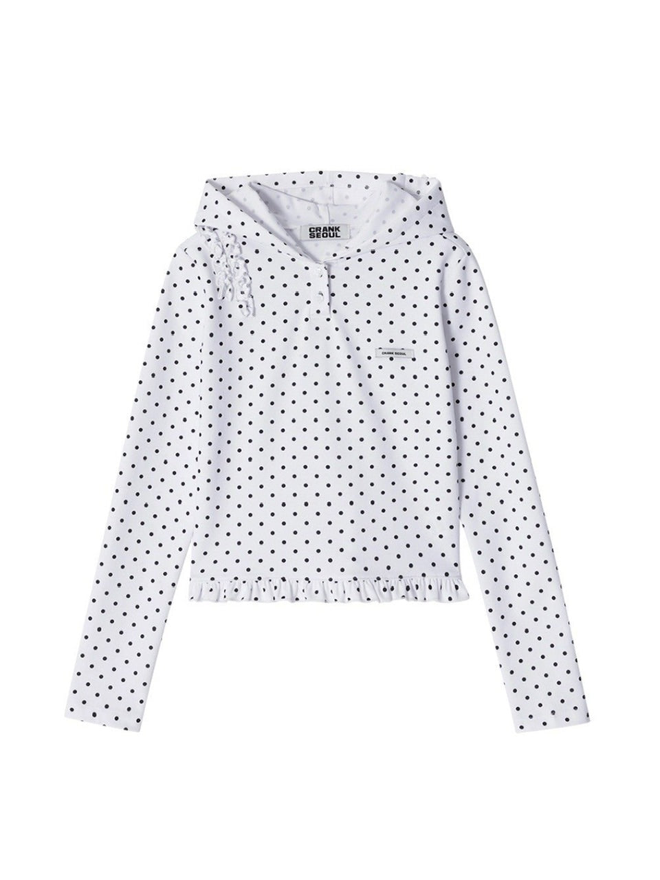 【CRANK】DOT FRILL HOODIE / 【クランク】ドットフリルフード付き長袖Tシャツ