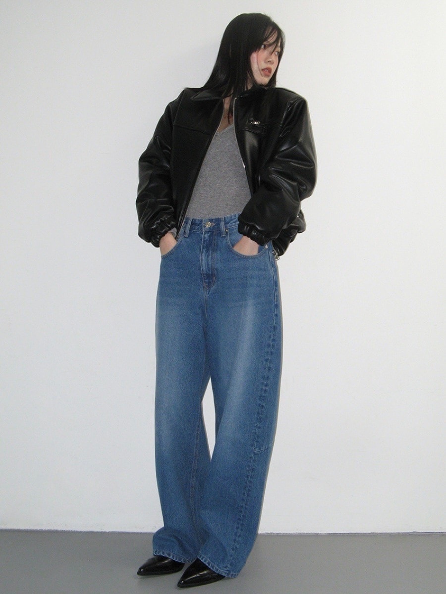 【CRANK】STUD WIDE JEANS