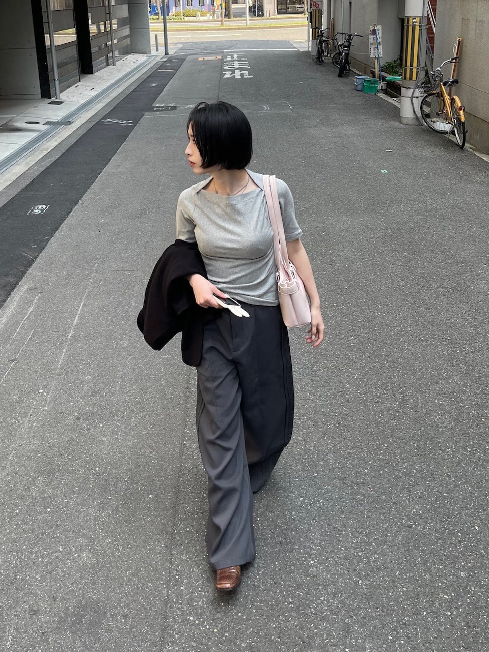 受注制【Chikashitsu +】side design wide slacks (2color)