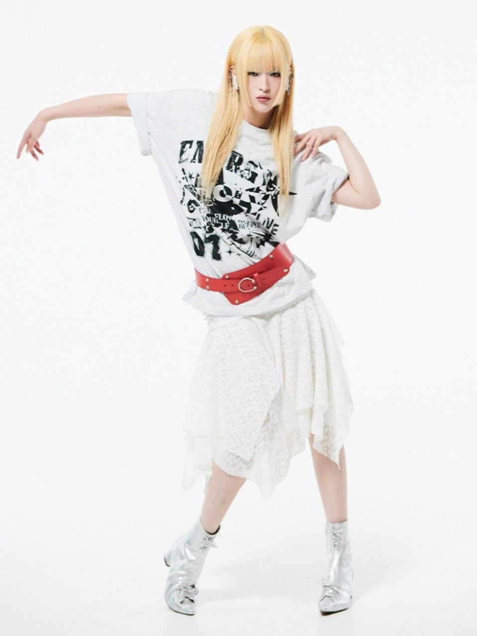 【HOLY NUMBER 7】OVERSIZED HIP HOP FIT STAR GRAPHIC T-SHIRT