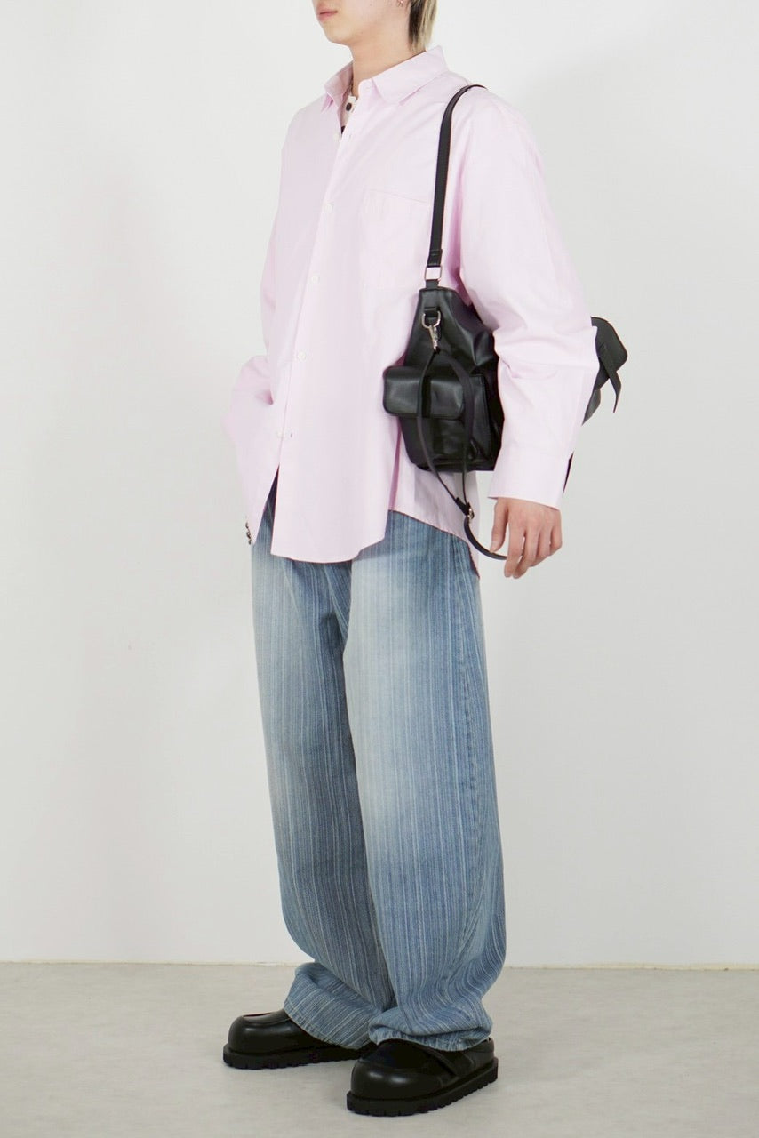 受注制【Chikashitsu +】wide stripe denim pants / 【チカシツプラス】ストライプボーダーワイドデニムパンツ