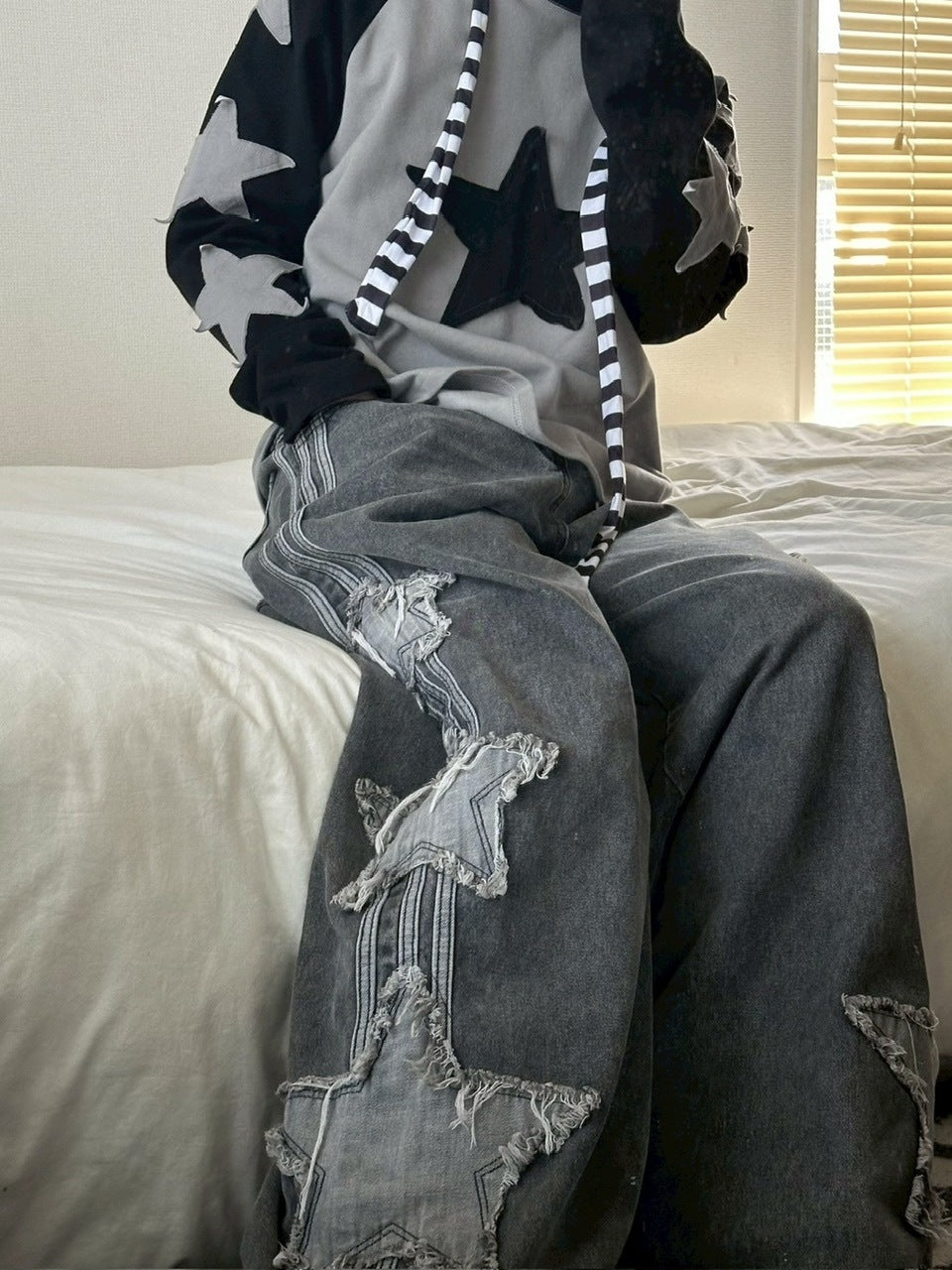 国際配送【LUV CODE】star design denim pants