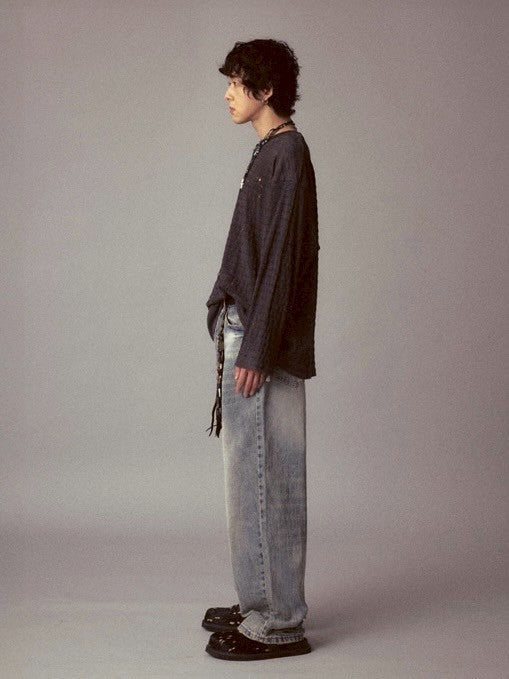 【Cord】Washed Under Cut Denim Pants
