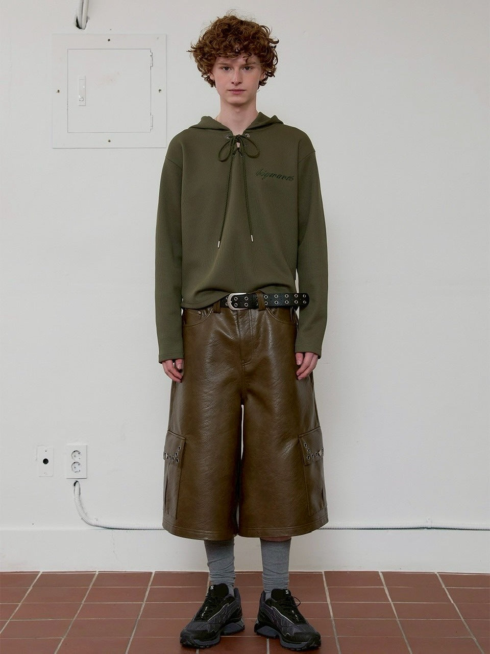 【ESC STUDIO】eyelet waffle hoodie