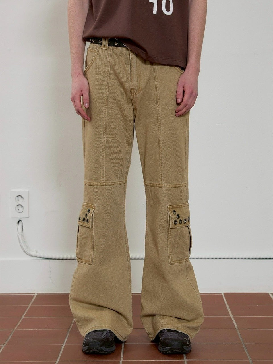 【ESC STUDIO】eyelet denim bootcut pants / 【イーエスシースタジオ】アイレットブーツカットデニムパンツ