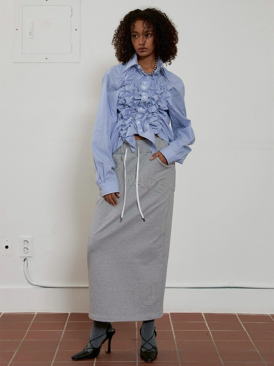 【ESC STUDIO】big waves long skirt