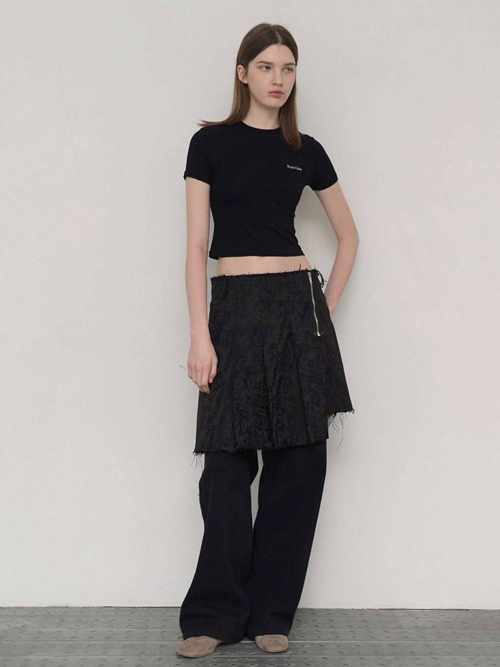 【ROCK CAKE】Jacquard Pleated Skirt