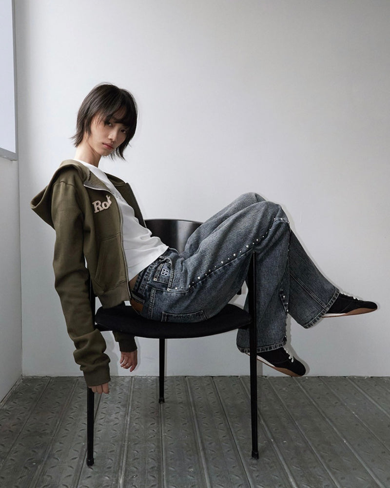 【ROCK CAKE】Studded Line Point Jeans