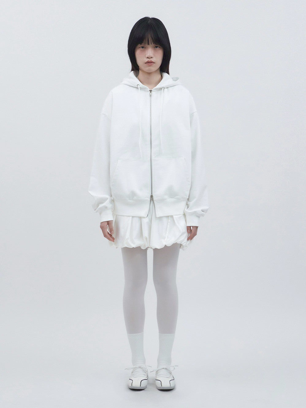 【TUOMIO】LACE UP HOOD ZIP-UP