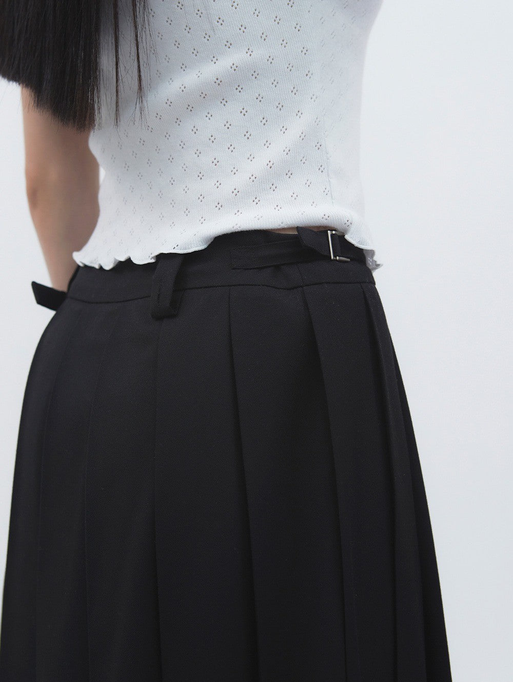 【TUOMIO】MIDI PLEATS RIBBON CULOTTES