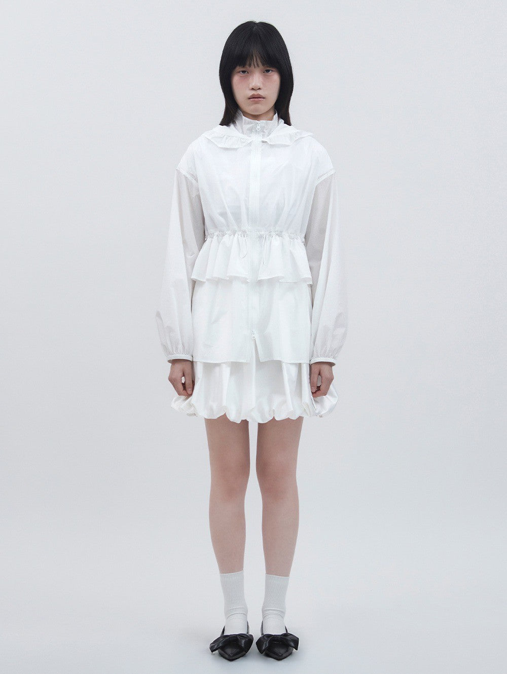 【TUOMIO】FRILL LAYERED HOOD JACKET