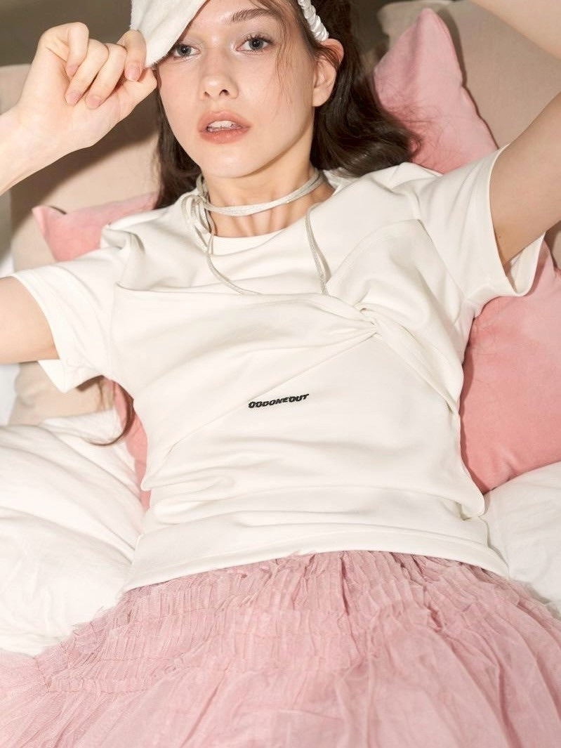 【ODDONEOUT】TUCKING MASH SKIRT / 【オッドワンアウト】タッキングメッシュフリルレーススカート