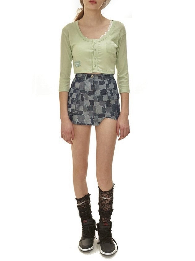 【ODDONEOUT】ODDONEOUT LACE KNEE SOCKS