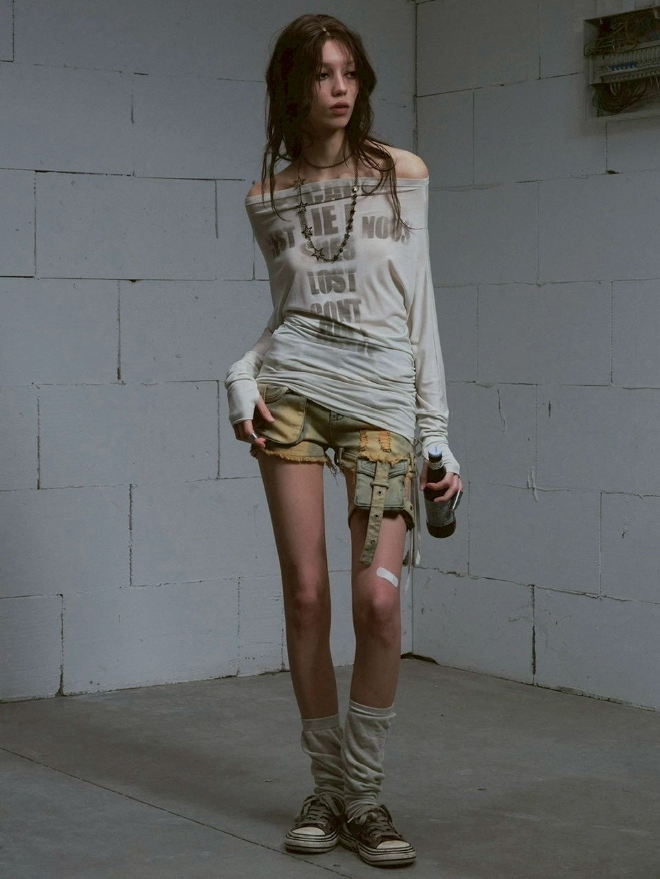 【Cest Nous】Blue-green faded denim shorts / 【セヌー】ウォッシングデニムショートパンツ