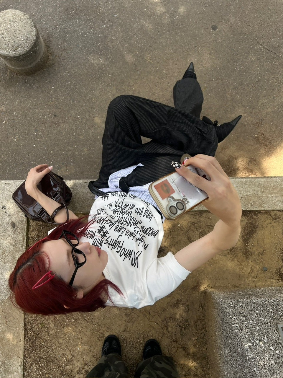 受注制【Chikashitsu +】messaging lettering t-shirt (3color) / 【チカシツプラス】メッセージレタリングプリント半袖Tシャツ