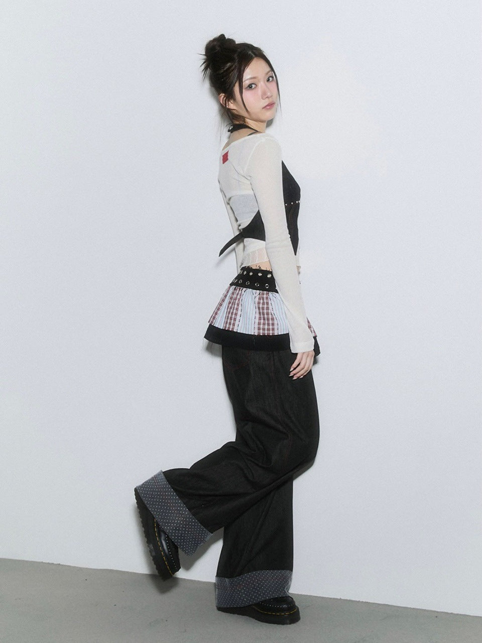 【CHERRYQUIRI】sheer layered unbal sleeve / 【チェリーキュリー】シアーレイヤードアンバランス長袖トップス