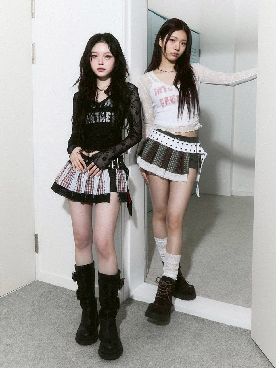 【CHERRYQUIRI】seethrough v neck shirring sleeve