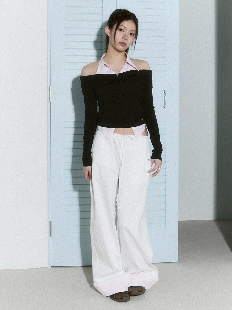 【CHERRYQUIRI】lace layered roll up denim / 【チェリーキュリー】レースレイヤードロールアップデニムパンツ