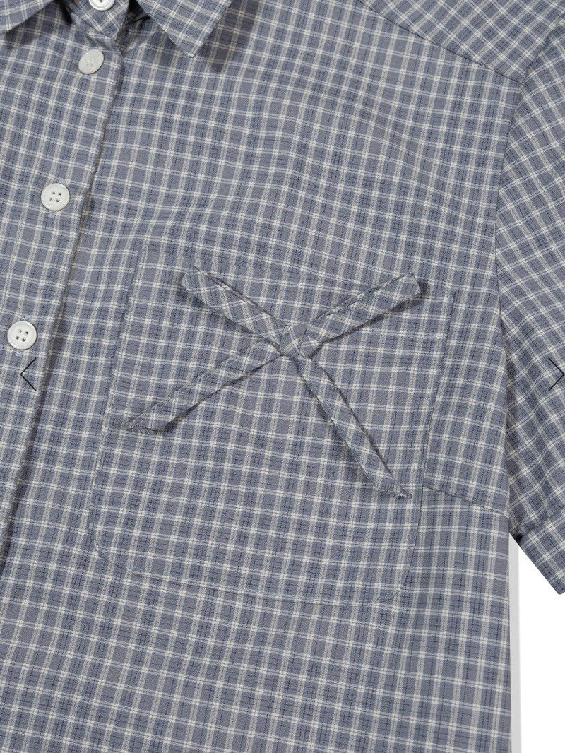 【Uglyshadow】CHECK RIBBON SHIRTS