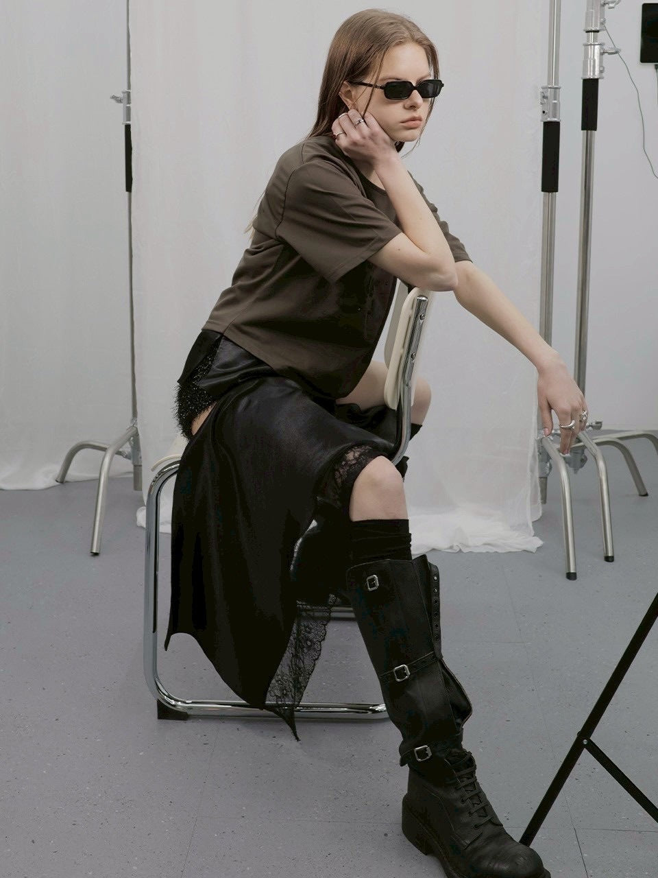 【HOLY NUMBER 7】OFF-SHOULDER HOLY GIRL CLUB GRAPHICS SHORT-SLEEVED T-SHIRT/ 【ホーリーナンバーセブン】オフショルダープリント半袖Tシャツ