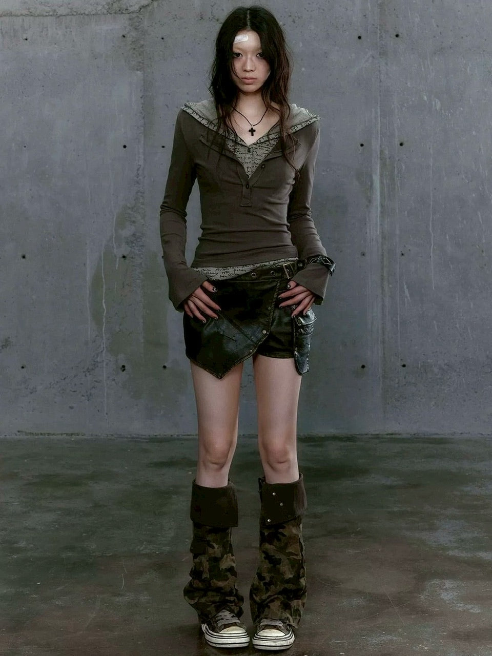 【Cest Nous】Two-in-One Hoodie / 【セヌー】レイヤードフード付き長袖トップス