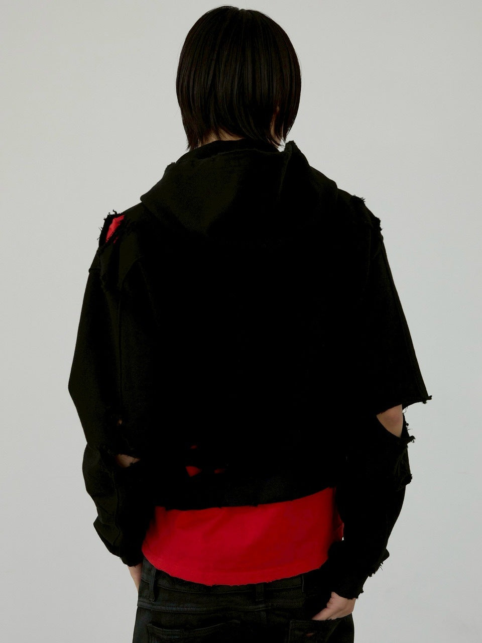 【ANOTHERYOUTH】damaged crop zip-up hoodie