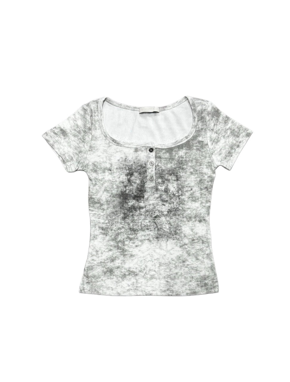 受注制【Never mind the XU】marble washed tee (3color) / 【ネバーマインド ザ エックスユー】マーブルウォッシュドヘンリーネックプリント半袖Tシャツ