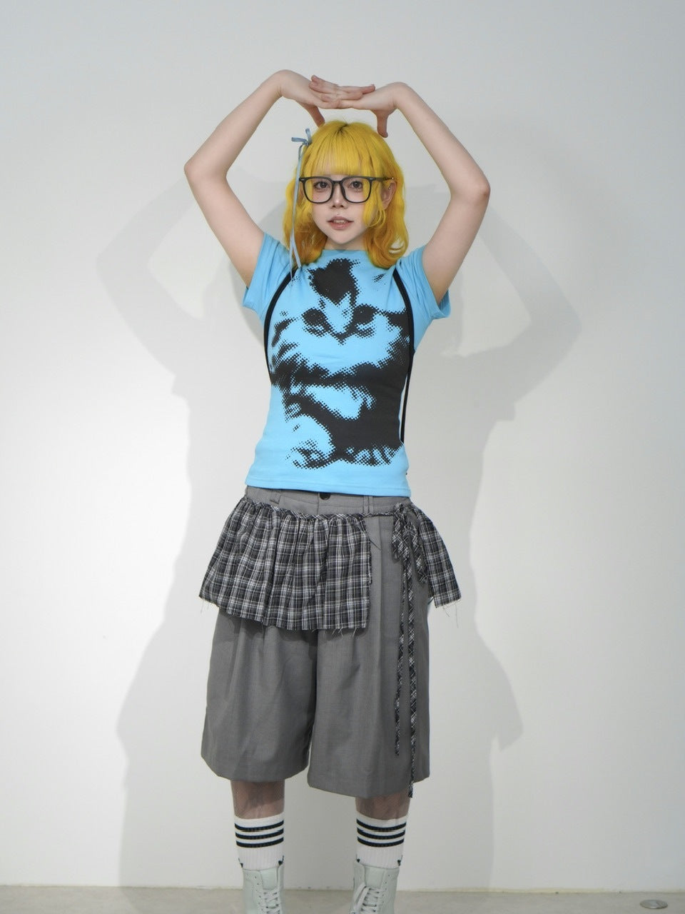 国際配送【Nerd out XU】frill check layered skirt (2color)