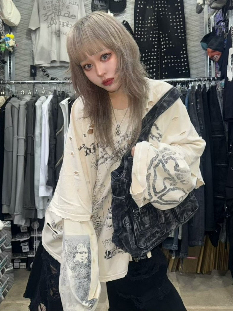 【F.V.V.O】SKELETON BROKEN HOLE T-SHIRT