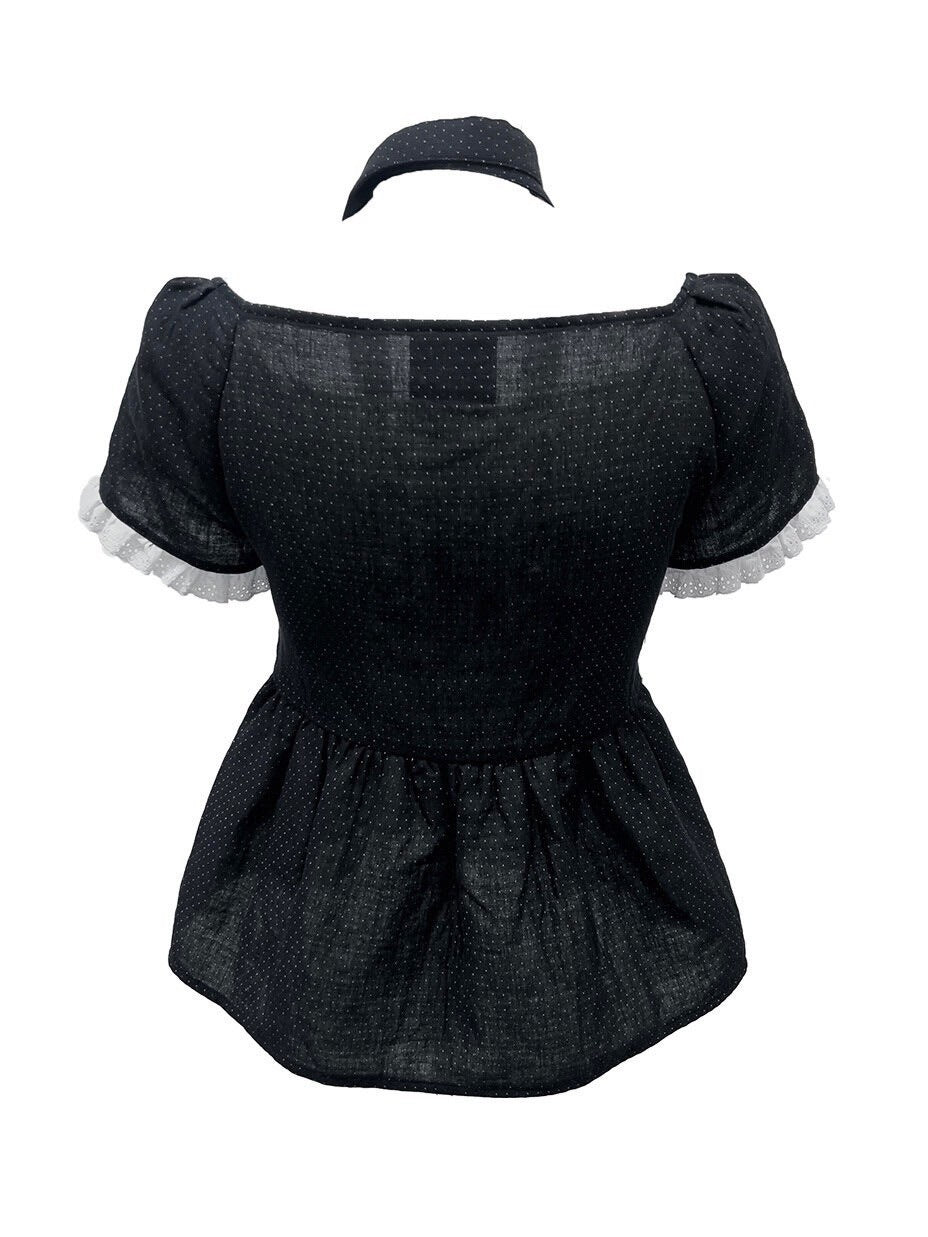 【SETSETSET】DOT MUFFLER FLARED BLOUSE