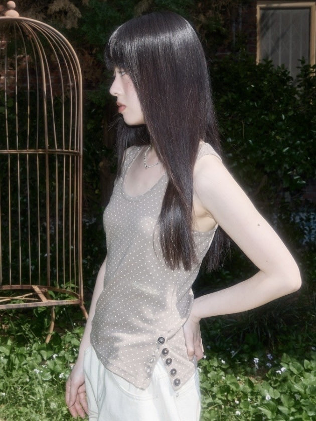 【FANCY CLUB】 Dot Button Sleeveless / 【ファンシークラブ】ドットボタンタンクトップ