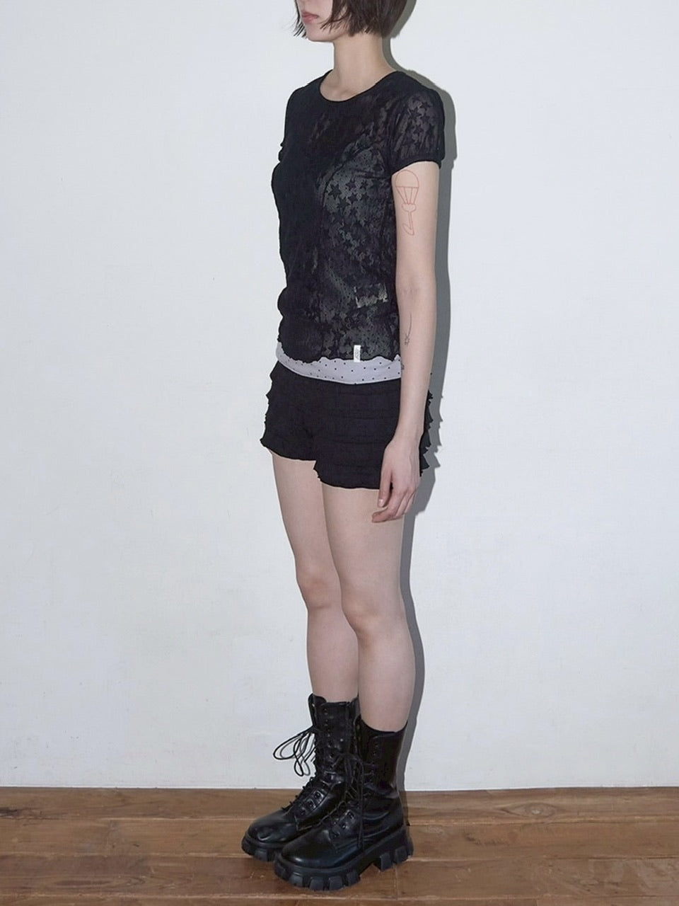 【FANCY CLUB】Wave Puff Lace Tee