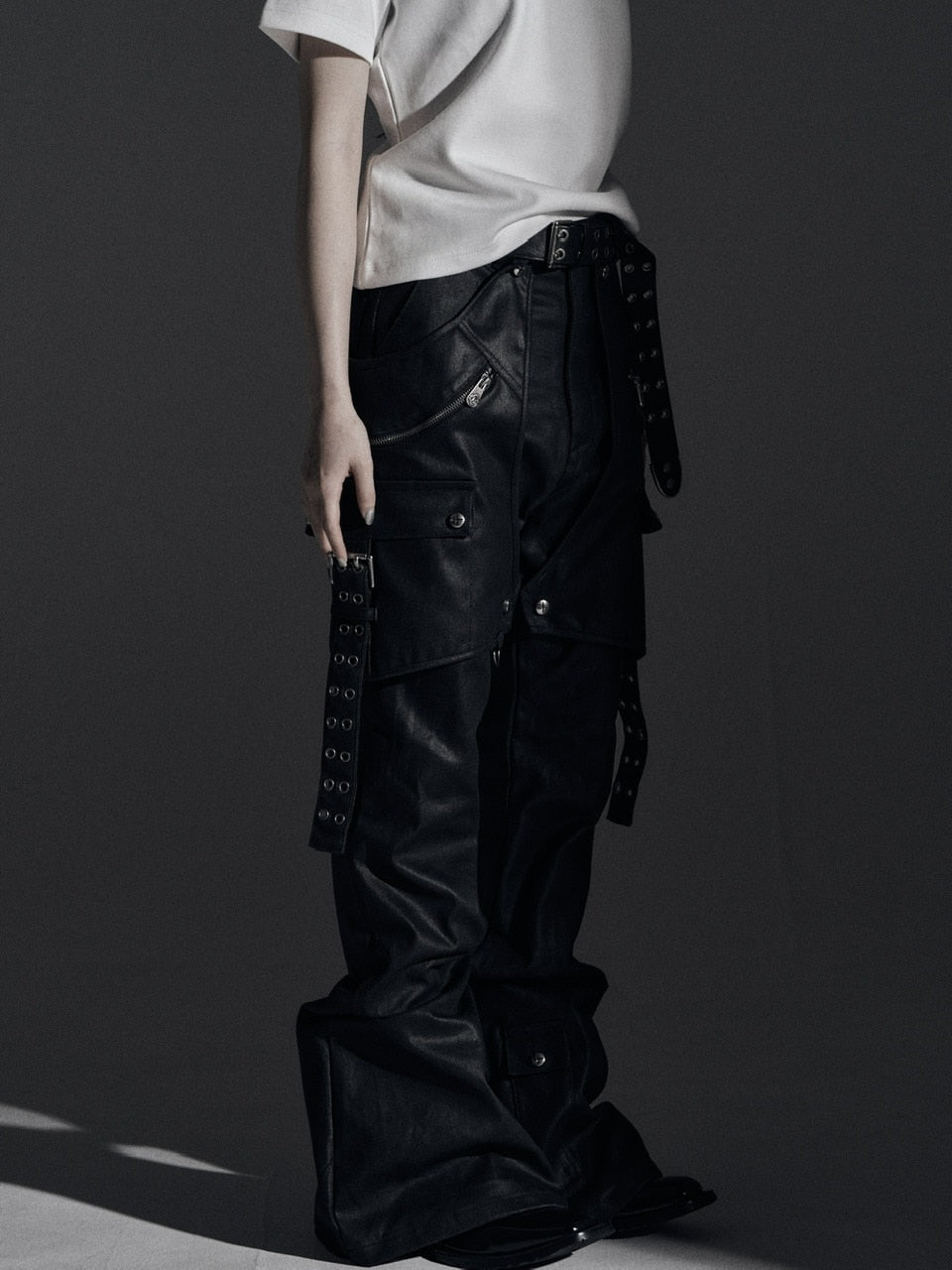 【Rosen Kreuz】SIDE BELT DOCKING FLARE PANTS