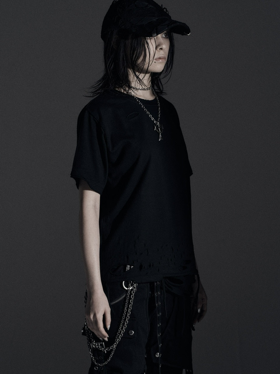 【Rosen Kreuz】BOXY FIT LAYERED DAMAGE TEE