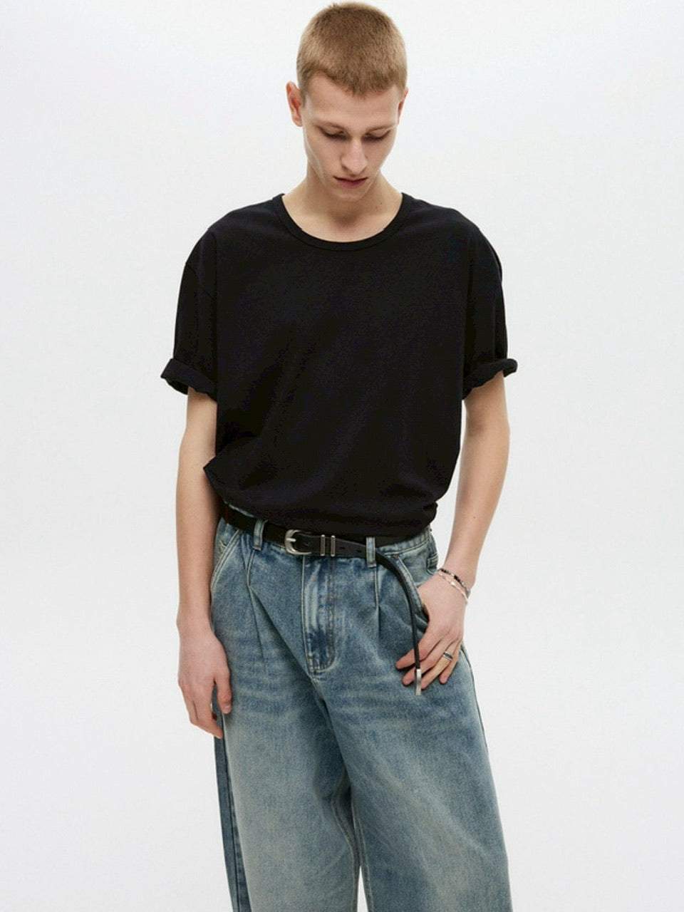 【DNSR】Deep One-Tuck Wide Denim Pants