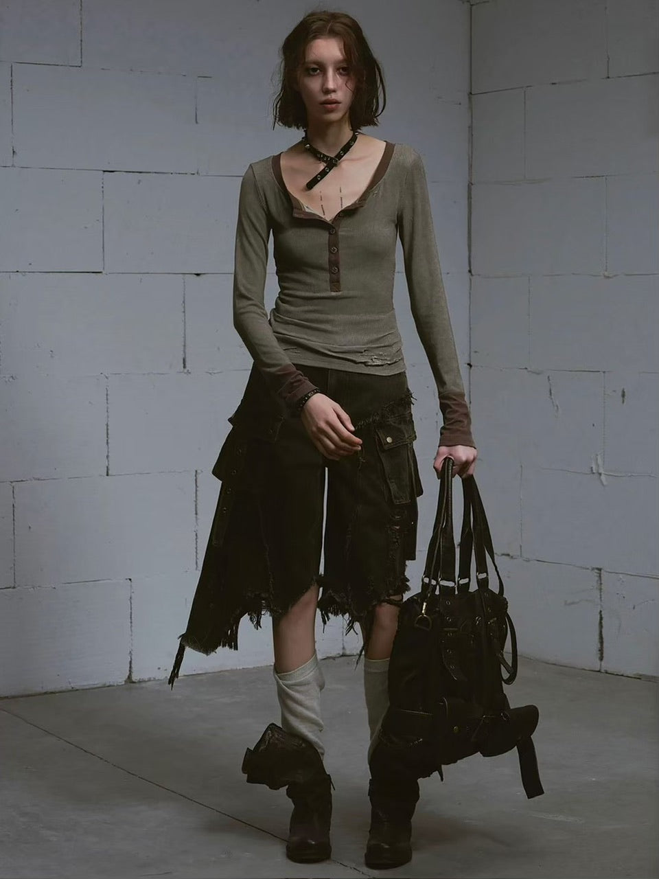 【Cest Nous】Denim Capri Pants