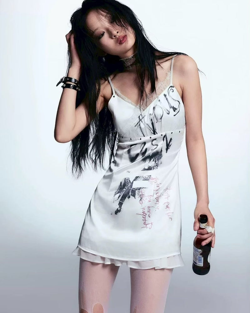 【Cest Nous】Satin Studded Camisole Dress / 【セヌー】サテンスタッズキャミワンピース