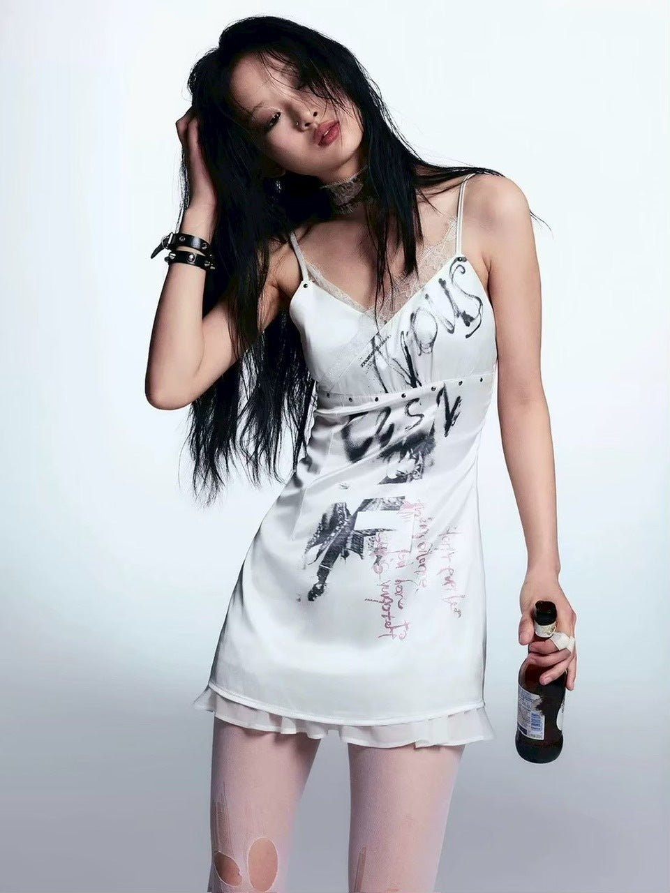 【Cest Nous】Satin Studded Camisole Dress / 【セヌー】サテンスタッズキャミワンピース