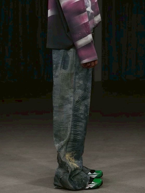 【DND4DES】PAISLEY BANDANA DISTRESSED FLARE PANTS