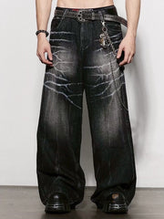 【DND4DES】LIGHTING CREASE WASHED WIDE-LEG JEANS