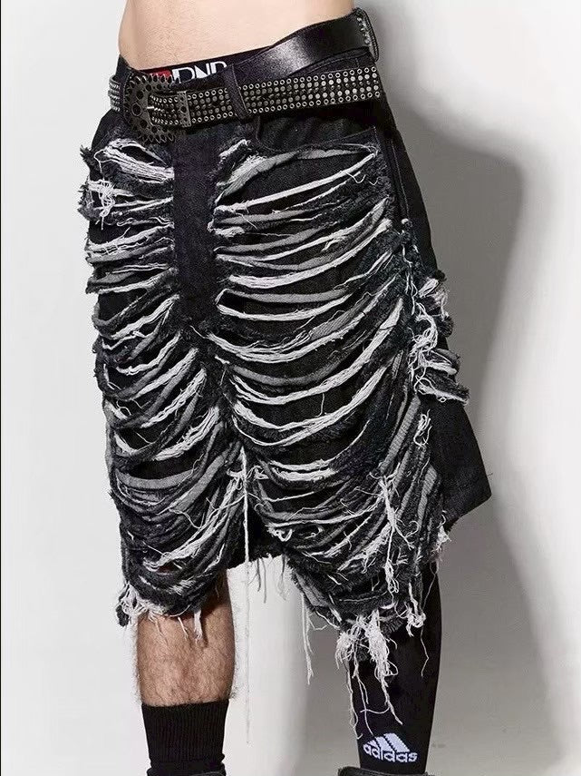 【DND4DES】HEAVILY DISTRESSED DENIM SHORTS