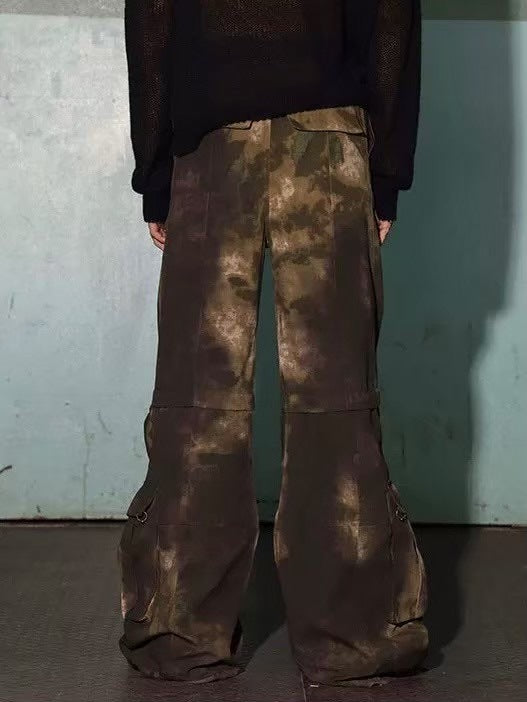 【DND4DES】CAMO DISTRESSED OVERSIZE CARGO PANTS