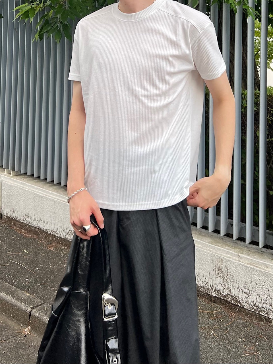 東京店WEB限定受注制【Chikashitsu +】cropped rib knit tee (3color)