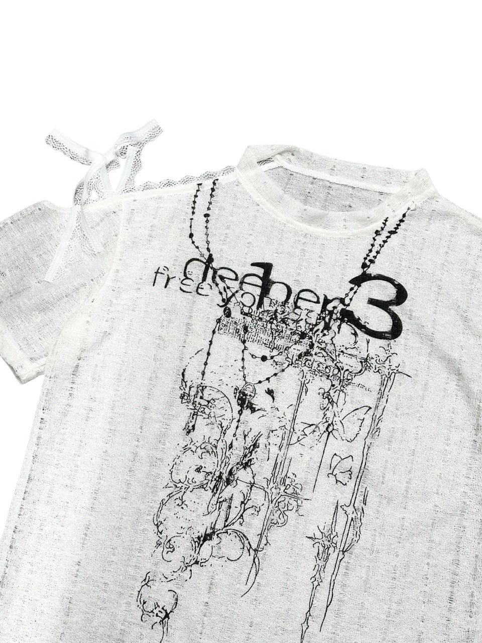 受注制【Never mind the XU】unbalance grunge tee (2color) / 【エックスユー ドッグ】アンバランスグランジメッシュ半袖トップス