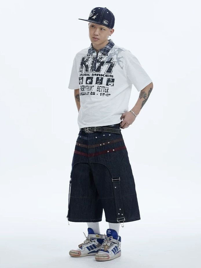 【DND4DES】COLORFUL SUEDE RAW DENIM SHORTS