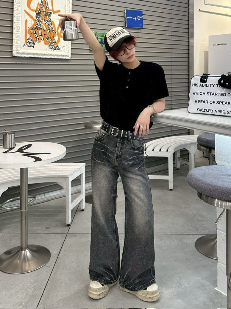 受注制【LUV CODE】henry neck half sleeve velours top (4color)